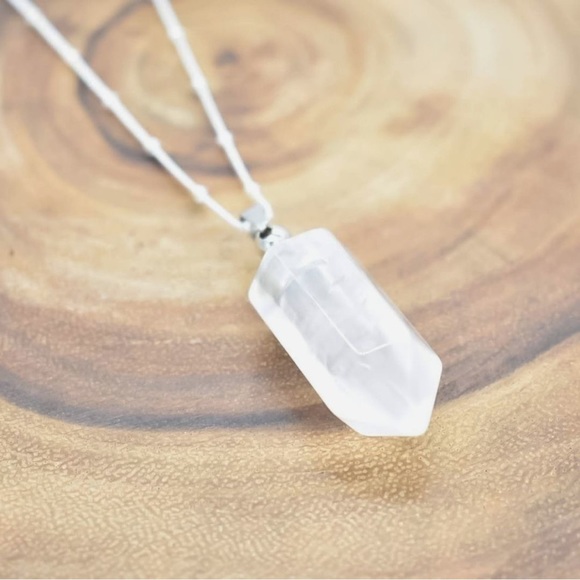 New Handmade Milky Quartz Pendulum S925 Sterling Silver Unisex Necklace 18” - Picture 2 of 10